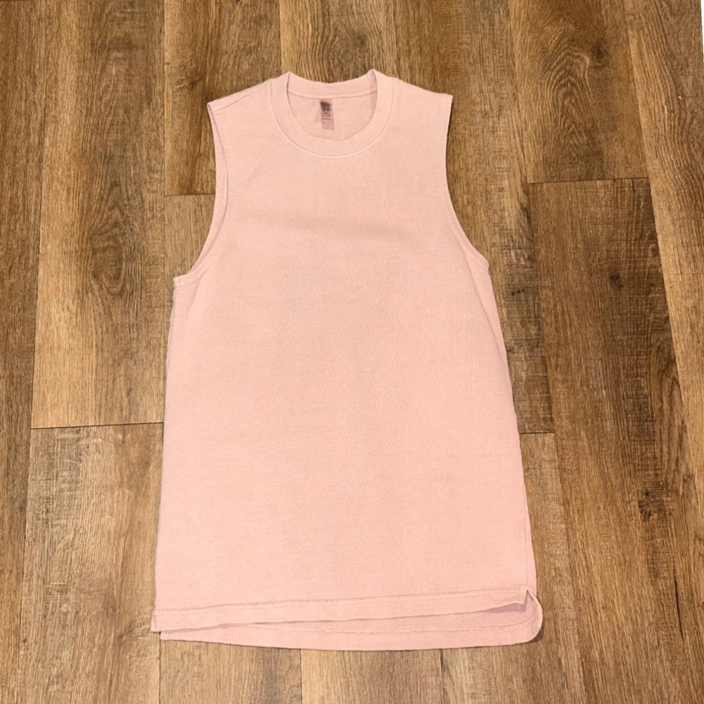 American Apparel French Terry Muscle Tank Top Dusty Rose Pink XS Sleeveless Crew